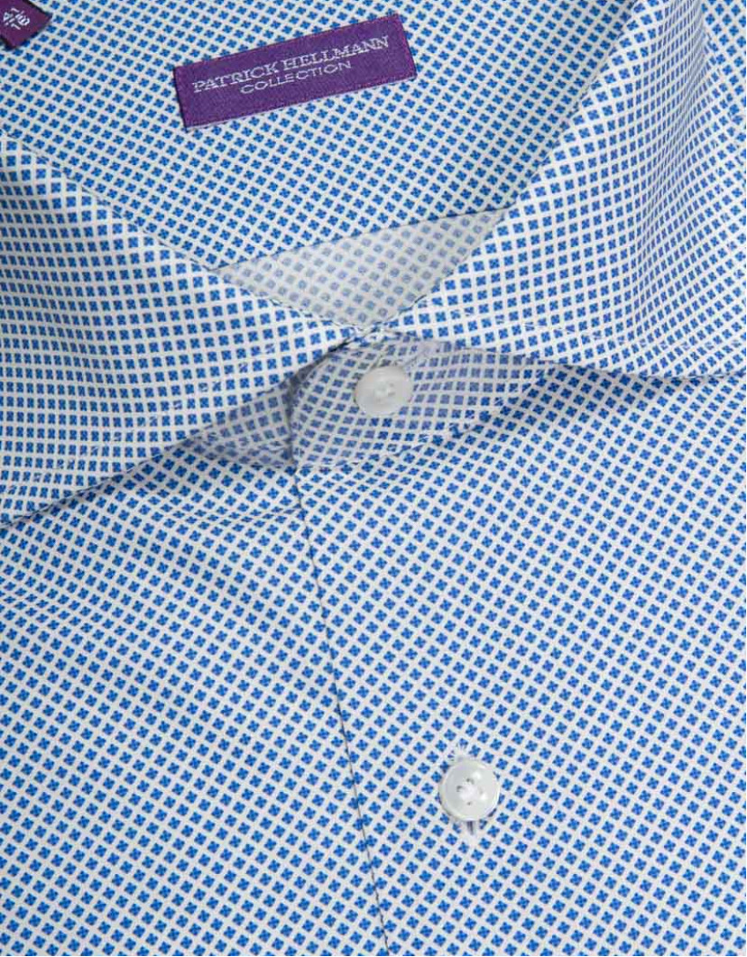 Patrick Hellmann Collection Blue Shirt With Small Rhombus Pattern image